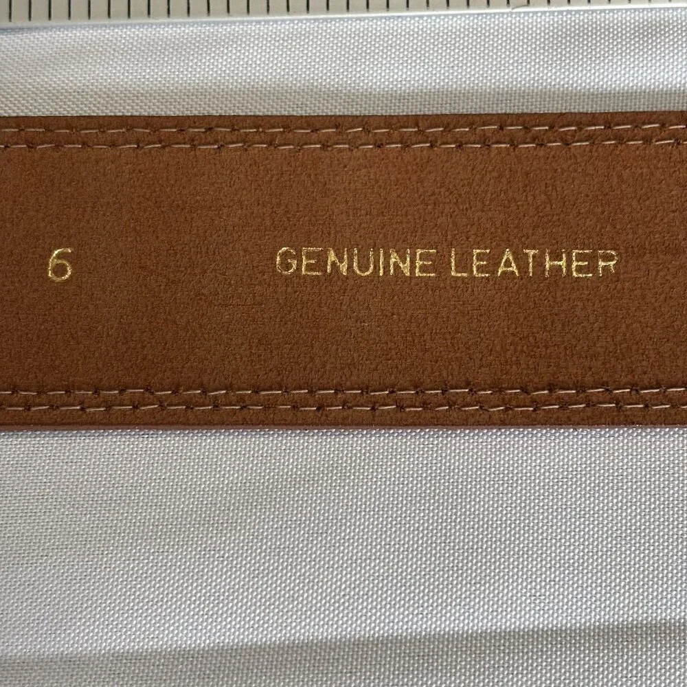 Linda Allard, Ellen Tracy Brown Genuine Leather Belt With Gold Buckle - Picture 6 of 8